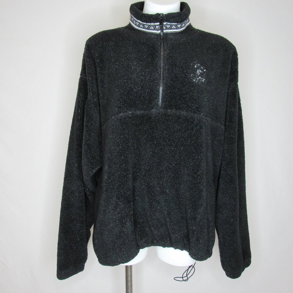 Vintage Mickey Mouse Disney World Black Fleece Pullover 1/4 Zip Women's XL